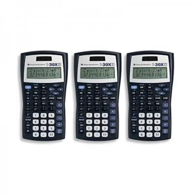 Texas Instruments TI 30X IIS 2선 공학용 계산기 검정색과 파란색 강조 표시 3팩