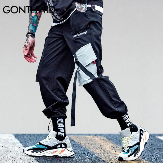 [해외] GONTHWID 2018 Pockets Cargo 하렘 Pants 망 캐주얼 않죠 Baggy Tactical 바지 하라주쿠 스