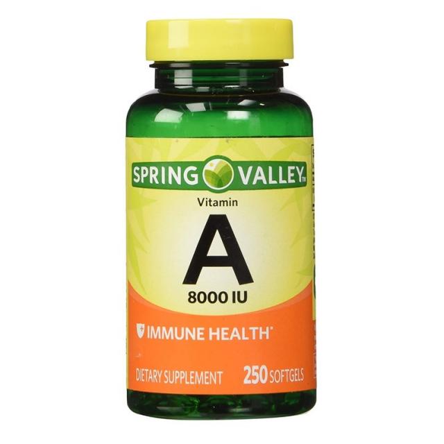 Spring Valley 스프링벨리 비타민A 8000IU 250캡슐(병당 약8개월) 야맹증 영양제, 1mg, 1개