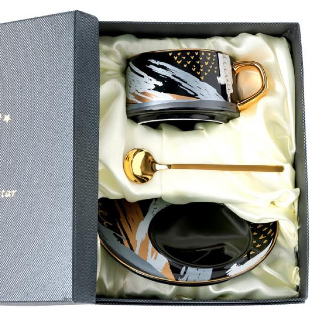 창의 ins풍 세라믹 커피 컵 접시 세트 유럽식 티타임 컵 다구 생일 선물, 1 건, 날이 어두워지다