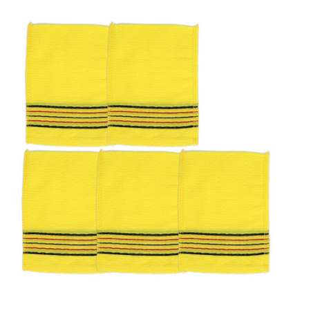 샤바스 고급 때밀이 타월, 노랑, 5개