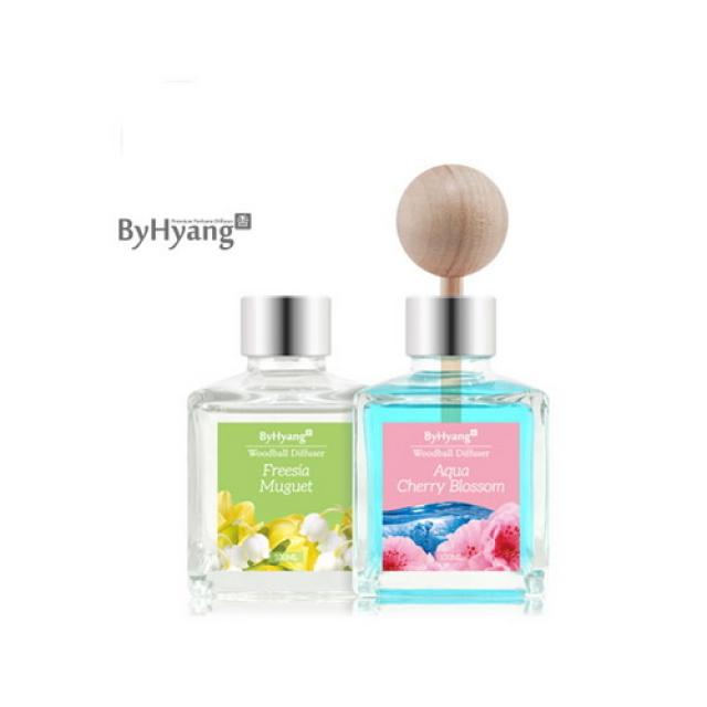 [바보사랑]바이향 리프레싱 우드볼 차량용디퓨져100ml-블랙체리, 아쿠아체리블라썸