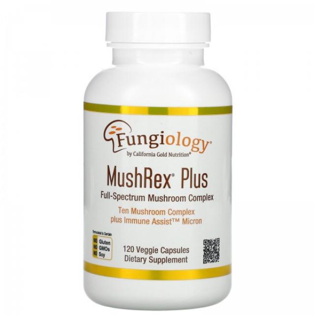 California Gold Nutrition Fungiology MushRex 플러스 풀 스펙트럼 버섯 복합체 유기농 인증 Immun