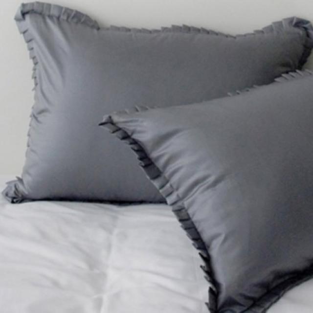 [텐바이텐] Modern ruffle pillowcase gray, 50*70