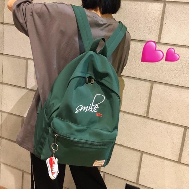 ins 가방 여자 일본판 원숙 ulzzang 고등학교 중학생 쌍가방 남자 고착감 캠퍼스 배낭 녹색(8633)