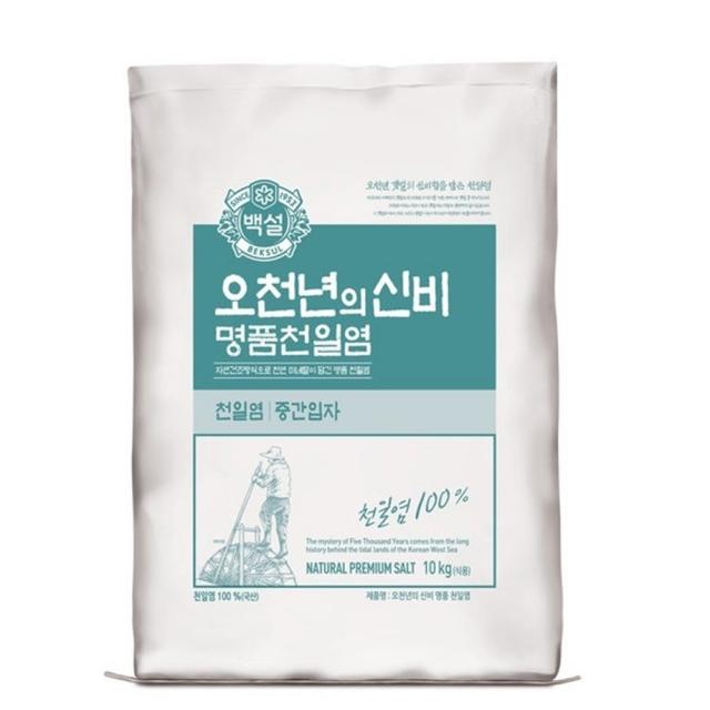 CJ 백설 오천년의신비 명품천일염 중간입자 10kg, 1포