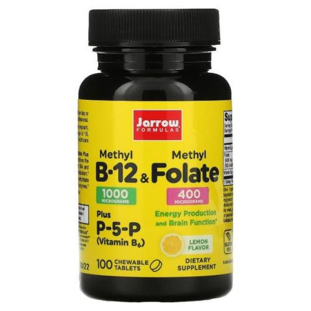 재로우 포뮬러 Methyl B 12 & Methyl Folate 레몬 100 츄어블 씹는 타블렛