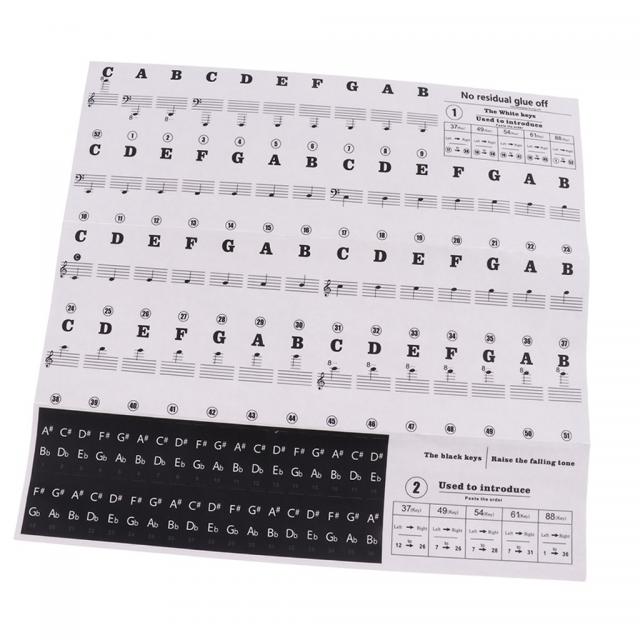 ZCD 피아노 키보드 스티커 피아노 기조 연설 레이블 49 / 54 / 61 / 88 키 전자 키보드 부품, 검은, 모델명2