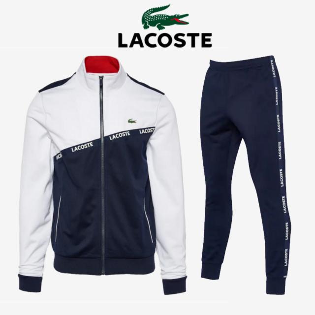 [해외] 미국정품 Lacoste Tape Tricot Track 라코스테 테이프 트리콧 남자 트랙집업 자켓 및 트랙팬츠바지