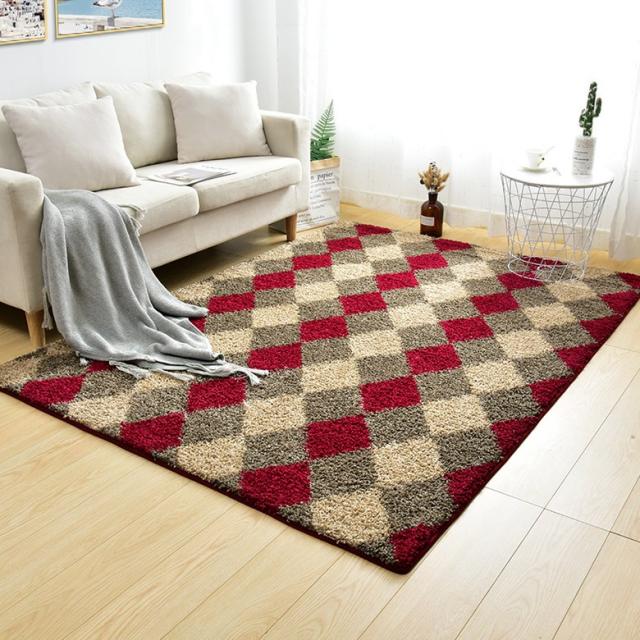 카펫 거실 커피 테이블 담요 현대 미니멀 바닥 매트 침실 침대 옆 담요 북유럽 레스토랑 소파 큰 카펫, 100x150cm 【침실 / 연구】 + 절충주의 레드 커피