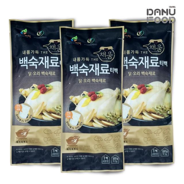 다누푸드 삼계탕 백숙 재료 국산 100% 티백, 3개, 100g