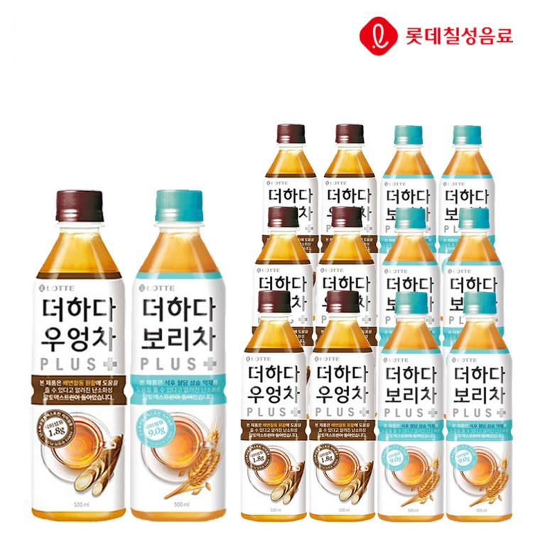 우엉음료 500ml (각6개)총12개 우엉차+보리차 식이섬유 플러스 X 롯데 액상차 펫음료 곡물차 더하다 혼합