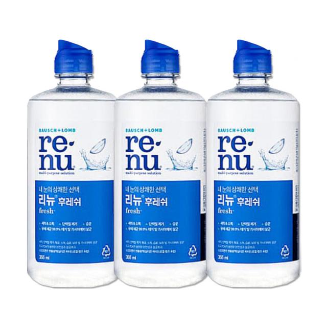 바슈롬 리뉴후레쉬 355ml x 3개 소프트렌즈 세정액 렌즈세척 보존 습윤 헹금액