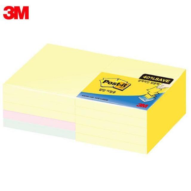 3M 포스트잇 일반노트 팝업리필용 알뜰팩 KR330-10A (76x76mm) 10패드 메모지