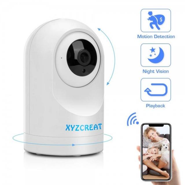 XYZCREAT 1080p 홈 보안 카메라 무선 카메라는 Alexa 스마트 홈 카메라와 함께 동작 감지 / 야간 투시 / 2 / 웨이 토크 /, 단일상품