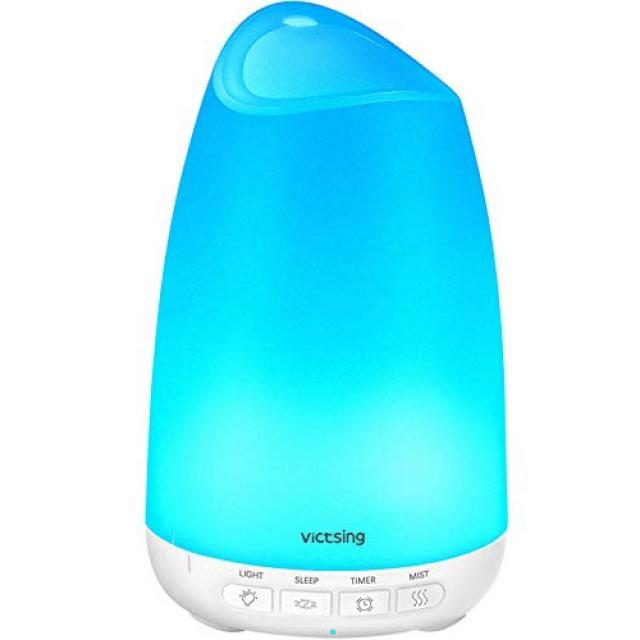 VicTsing Essential Oil 150ml Aromatherapy Diffuser for Bedroom Office with Sleep Mode 8-Color Light and Waterless Auto-Off Special Gift for Women, Color = White, 본문참고, 본문참고