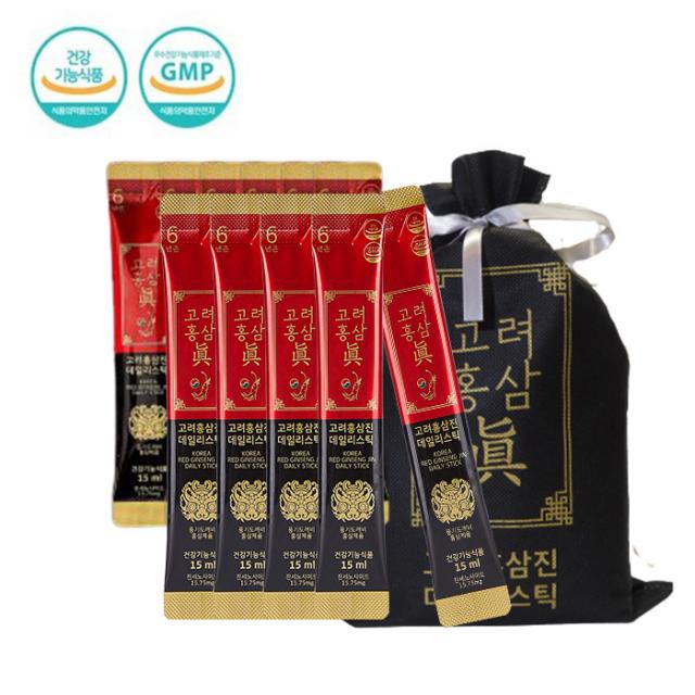 고려홍삼진 6년근 데일리스틱 (진세노사이드 무려 15.75mg /포당) 15ml [실속벌크 더스트백 포장], 100포+20포 더 (진세노사이드 15.75mg)