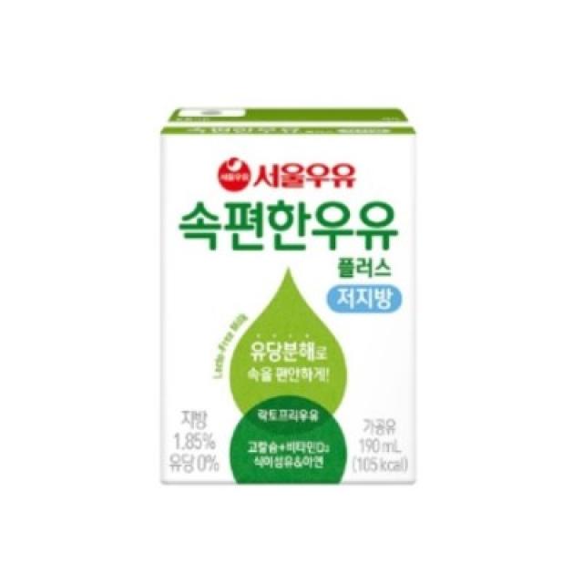 속편한 저지방 우유 플러스 190ml, 190ml, 48개