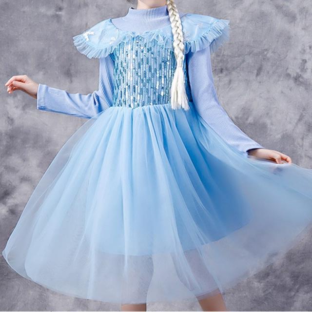 웨스턴 겨울왕국2 엘사 공주 긴팔 드레스 여아 생일선물 2020최신작 (망토 왕관 머리띠 지휘봉 사은품 증정) TOP2