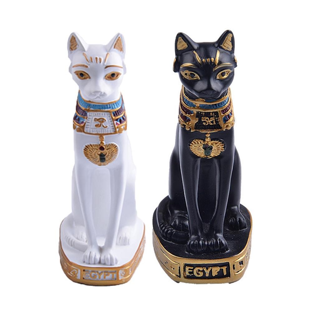 Aihome 이집트 고양이 동상 입상 장식 빈티지 고양이 여신 bastet 동상 정원 집 고품질 dropshipping, WHITE