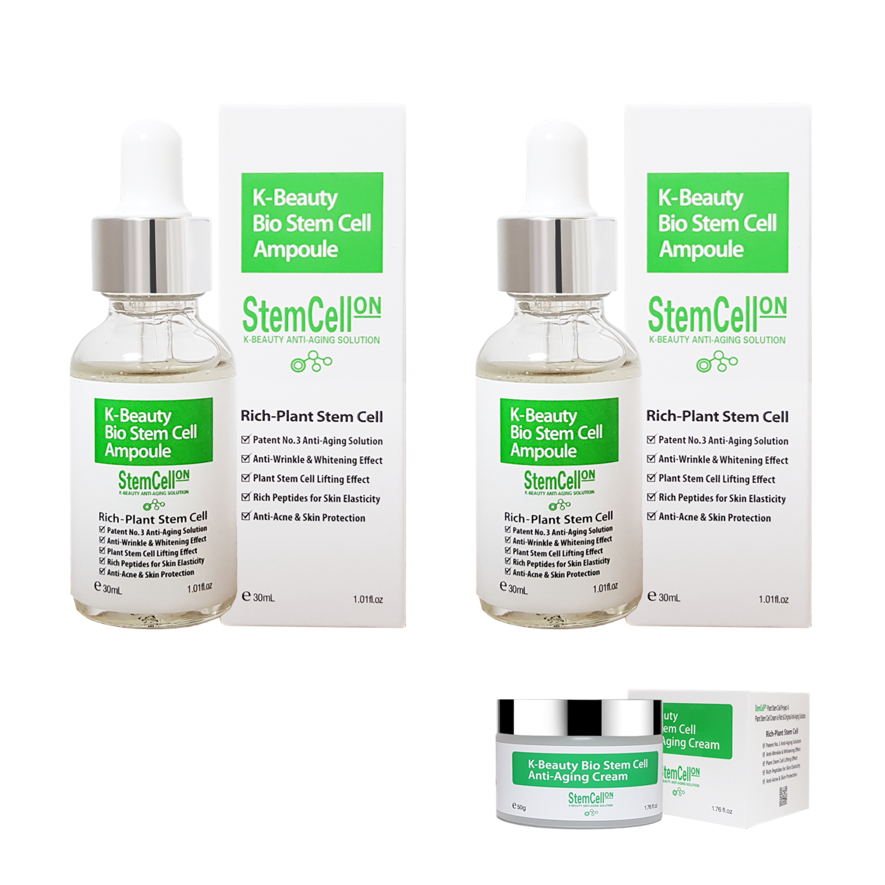 스템셀온 바이오 스템셀 안티에이징 재생 잡티 30ml 정량 미백 리페어 시카엠플 세럼 2개 30ml