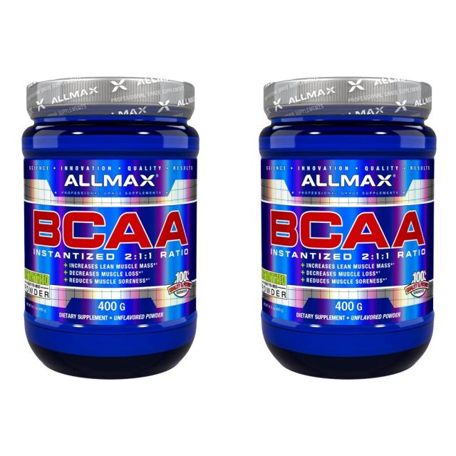 ALLMAX Nutrition 100% 순수 미분화된 BCAA 일본 등급 분지사슬아미노산 글루텐 프리 80회분 400g 2병, 선택, 상세설명참조