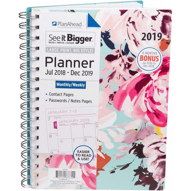 PlanAhead See It Bigger 18개월 계획자 2018년 7월 - 2019년 12월 모듬 색상(9.1 x 6.8 x 0.8인치), 1