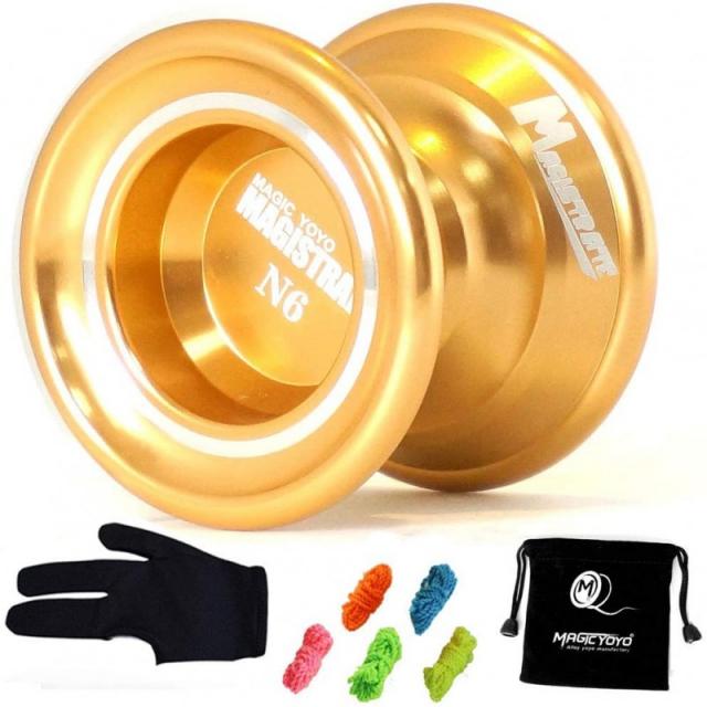 MAGICYOYO Magic Yoyo N6 Board 프로페셔널 알로이 무응답 Yoyo Golden + Yoyo Bag + 5 String+장갑 선물:, 단일옵션