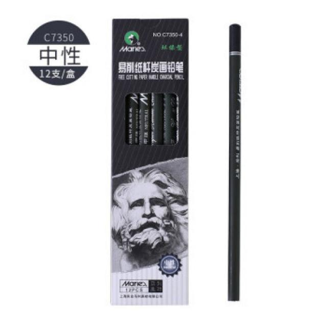 Marley Charcoal C7350 스케치 페인팅 연필 중립적 인 부드러운 여분의 부드러운 자르기 쉬운 종이 막대