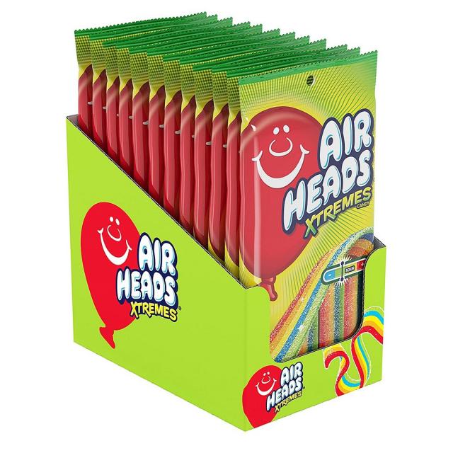 Airheads Xtremes Sour Candy Rainbow Berry 익스트림캔디 레인보우베리 파티팩 12팩 입덧 오트밀 눈깔 금연 임산부간식 사탕캔디, 1set