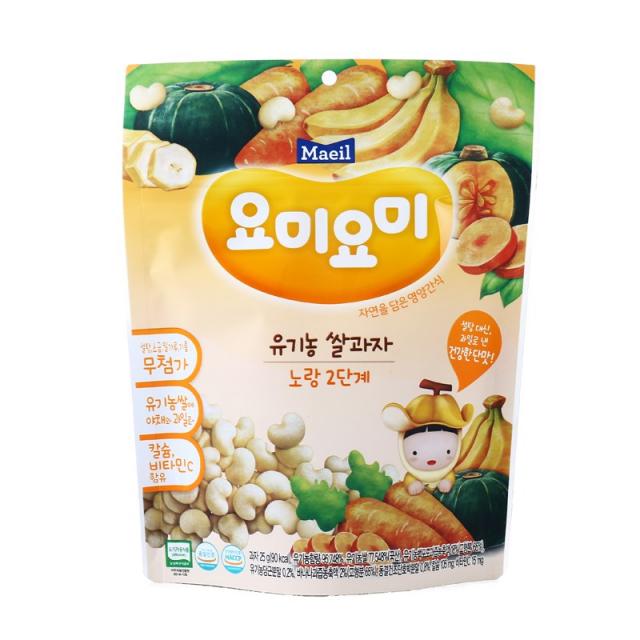 [메가마트] 요미요미 유기농쌀과자 노랑 12개월 25g, 필수