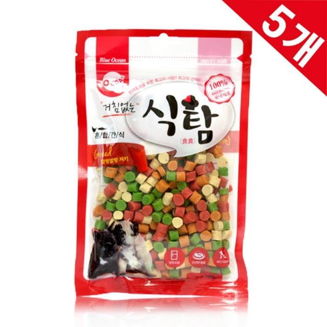 식탐 혼합간식 150g - 5개묶음 반려견 강아지건강식 애견체중조절간식 애견훈련용간식 노견간식 영양간식, 1개