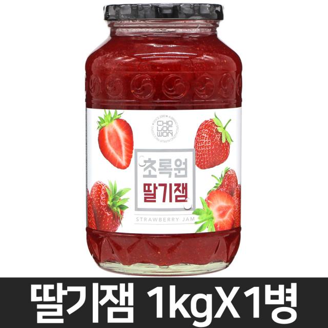 초록원 딸기잼 1kg, 1병 안전포장 국내산 빵에 발라먹는 맛있는 잼 대용량 아침 간단한 토스트 레시피 새콤달콤 쨈 Strawberry Jam /오뚜기/복음자리/최근생산, 1kg, 1개