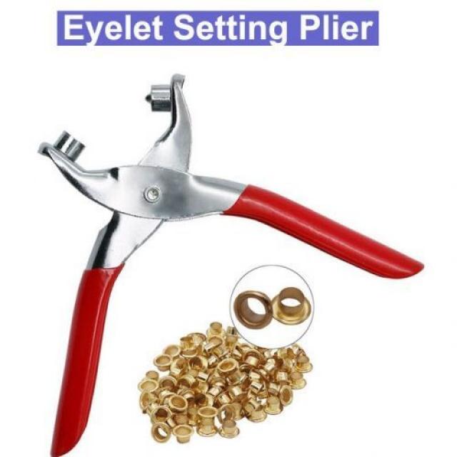[해외] 작은 구멍 설정 플라이어 그로멧 단추 가죽 헝겊 신발 가방 벨트 세터 리벳 스냅 캔버스 가정용 협공 패스너 손 도구 자동차, 빨간 101pcs