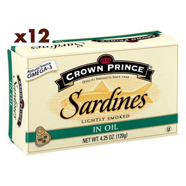 Crown Prince 크라운 프린스 훈제 정어리 Lightly Smoked Sardines 120g 12개