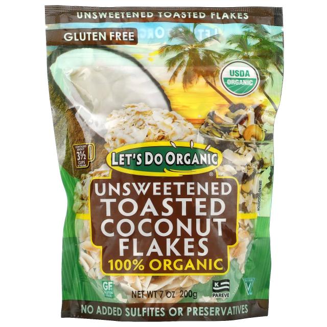 EdwardSons Lets Do Organic 100% 유기농 무가당 구운 코코넛 플레이크 200g7oz 2팩, 단일상품