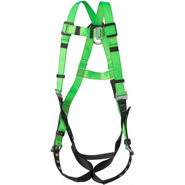 피크웍스 낙하 보호 전신 안전 하니스 낙상 표시기를 사용한 5-포인트 조정 뒤 D-링 그로밋 다리 버클 하이 비스 그린/검, 단일옵션
