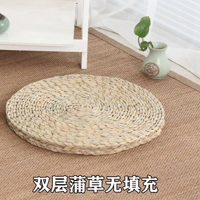 짚단 옥수수 가죽 뜨개질 방석 다다미 바닥 타석 배불 선 수 날리는 창 원형 포초 덩굴 매트, 더블레이어 풀무충전 방석 두꺼운 34