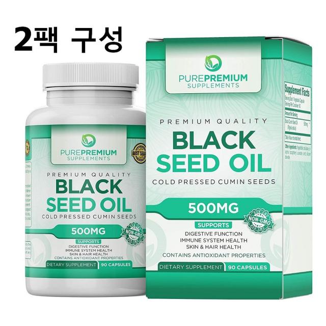 PPS 퓨어프리미엄 흑종초 블랙커민 씨드 오일 500mg 90캡슐, 1mg, 2개