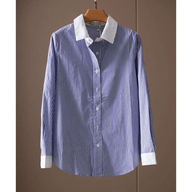 블루스트프셔츠 쌀 하우스 간지나는 진지하다 입기좋아하는 BI 갖추다 봄가을 클래식 겹겹이 긴 소매 순면 2596497180