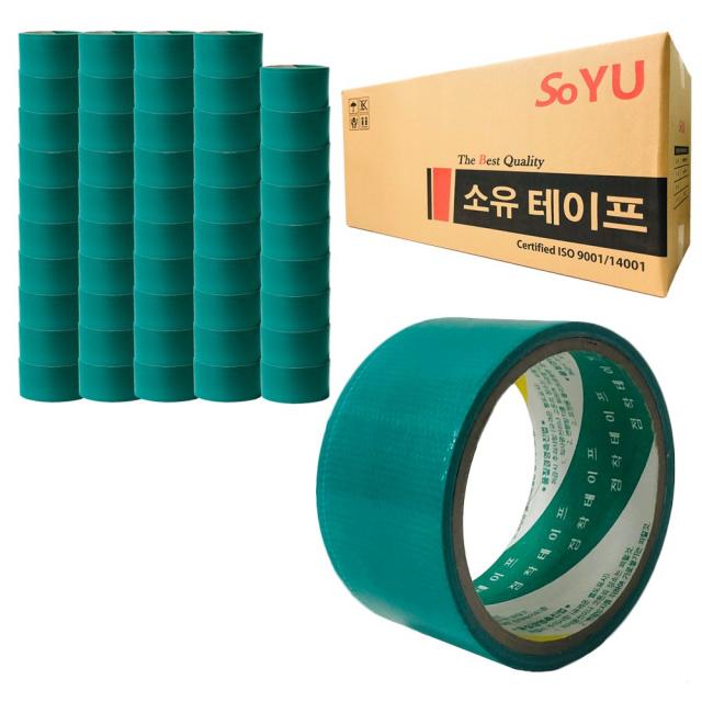 소유 국산 청테이프 면테이프 15M 23M 1BOX, 48mm*15M 녹색, 10개