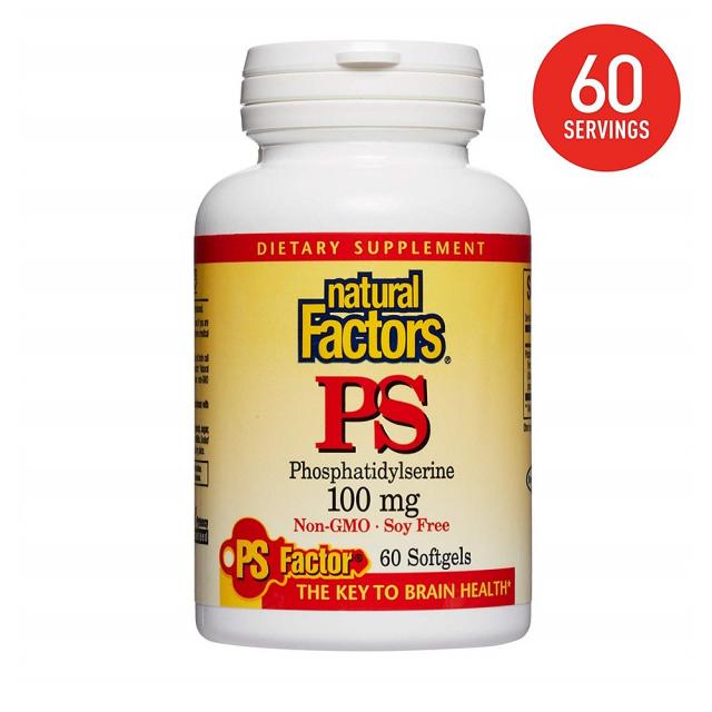 Natural Factors 네추럴팩터스 Phosphatidylserine 100mg 60정 PS 포스파티딜 세린 천연 뇌 세포, 1개, 1병