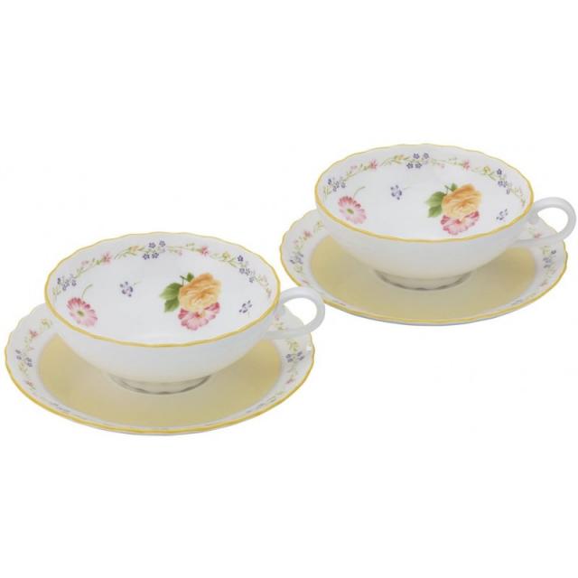 Noritake 노리 타케 찻잔과 접시 (페어 세트) 180cc 쥬누 도리깨 전자 레인지 대응 2 손님 뼈 중국 P5804