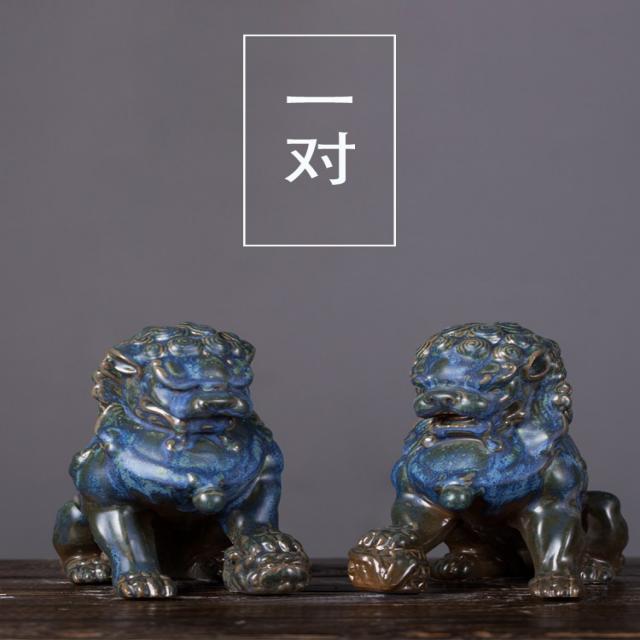 다온셀러 경덕진 돌사자 한쌍 보 문 가정용 석조, 한쌍 사자