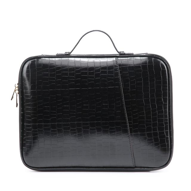 Newest Design Crocodile Pattern PU Leather File Bag for IPAD A4 Paper Document Books File 노트북 파우치, 까맣다