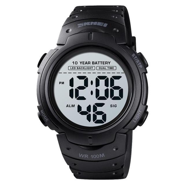 SKMEI Digital Watches 남성 패션 오리지널 스포츠 아웃도어 주간 전시일 12/24시간 100m 방수 손목시계 Reloj Hombre, 검정색