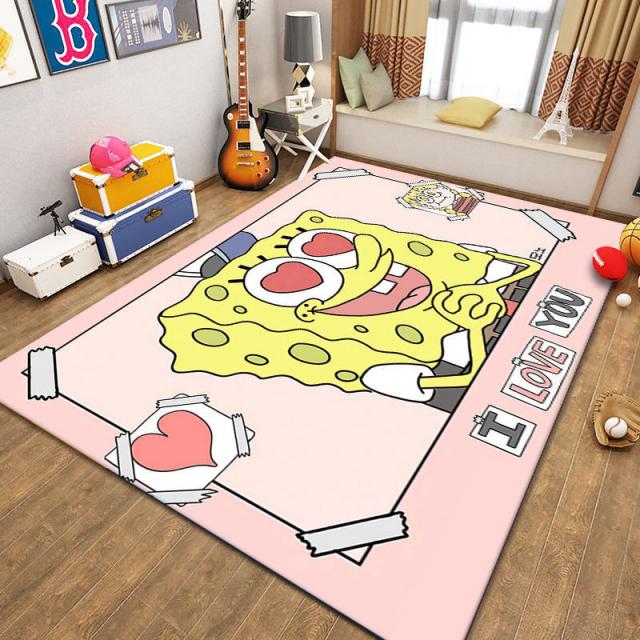 KORELAN 깔끔한 가죽 카펫 만화 심플하다 거실 침실 주방 들어오다 깔개 재단 감면 세탁 닦다, 스폰지밥