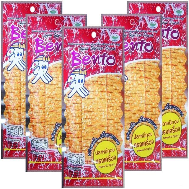 5 X 20g. Bento Squid Seafood Snack Sweet Spicy Flavor Thai Food Delicious 5 X 20g. 벤토 오징어 해산물 스낵 달콤한, 1