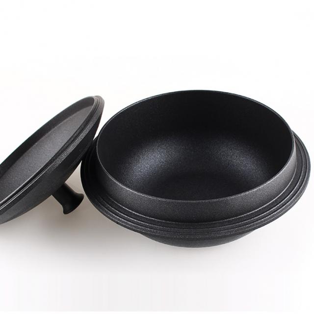 키친아트 가정용 무쇠 가마솥 전통방식 길들인 삼중코팅 미니 소형 국산 3~4인용, 18cm