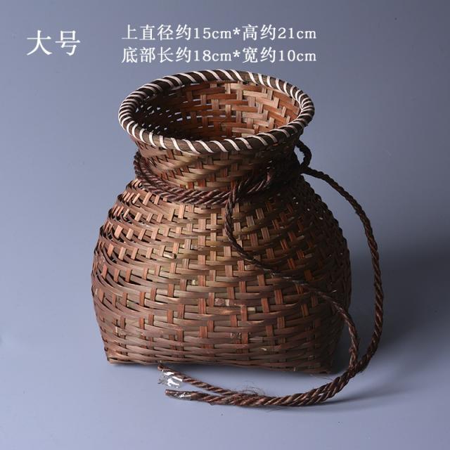 대나무 광주리 받아들이다 물고기 편성되고 있다 소쿠리 밟다 연기함 바스켓볼 도 숏 출 춤추다 채취함 기예 핸드메이드 바구니, 큰사이즈 -H95